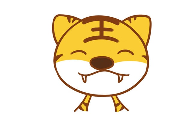微笑的老虎头简笔画画法图片