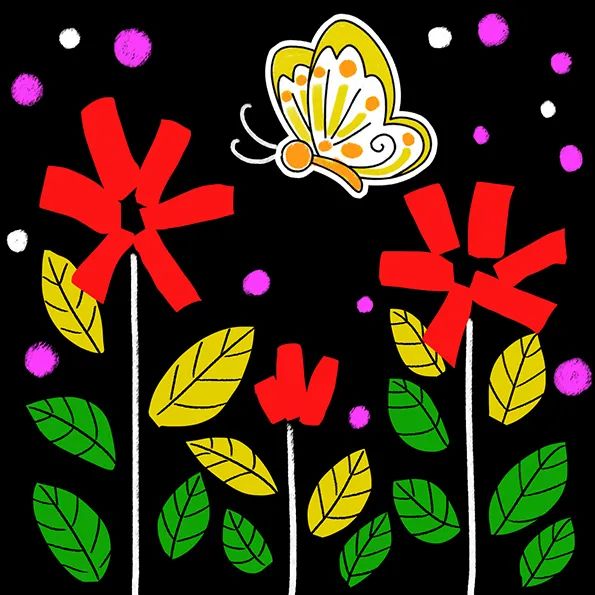 低年龄段创意剪贴画《花朵与蝴蝶》