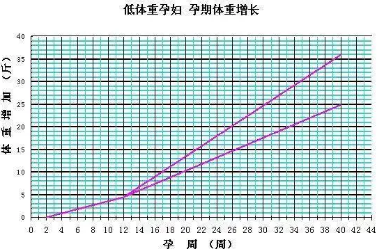 孕妇每周体重增长表